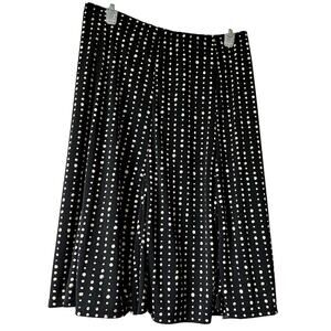 White House black market trumpet pleated knee length stretch polka dot office S​